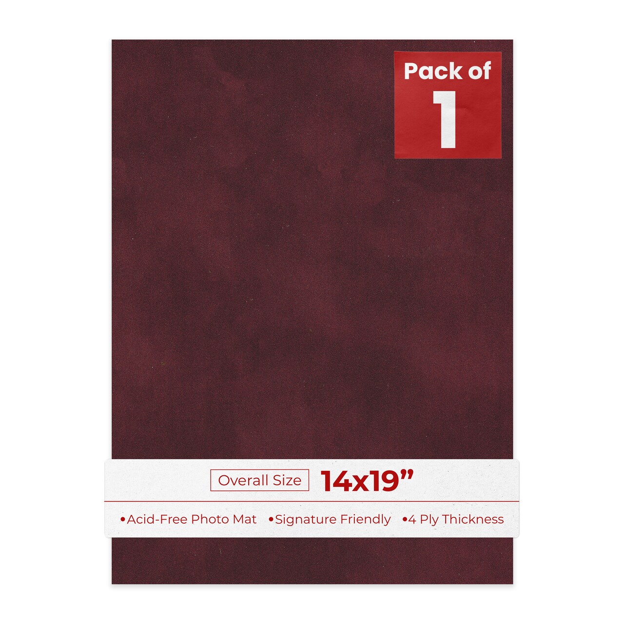 Dark Red Suede 14x19 Uncut Mat Board - Blank Sheets, No Opening